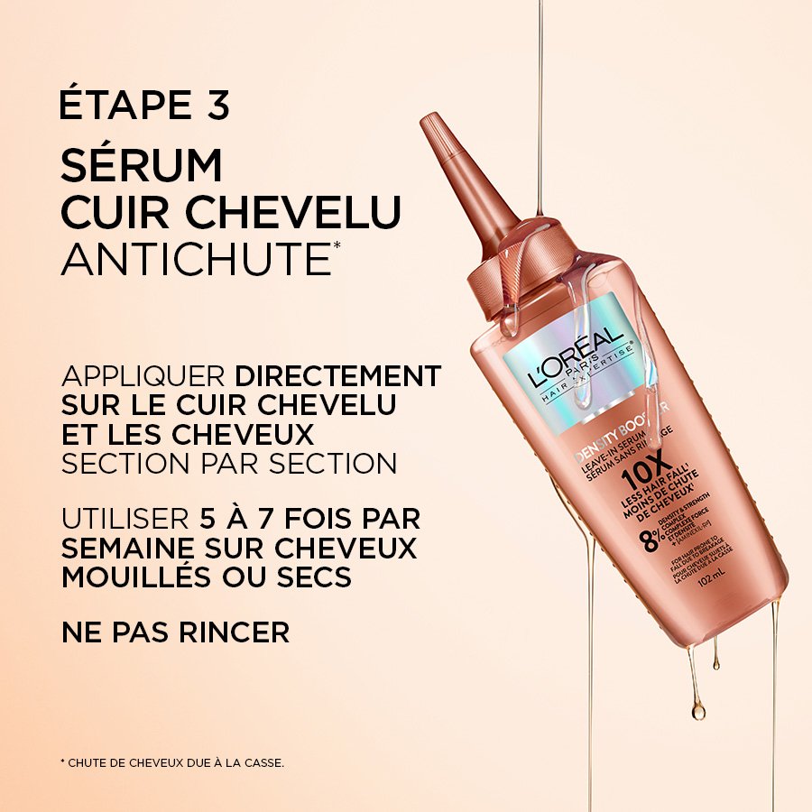 Le sérum pour cheveux Density booster est l’étape 3 ​