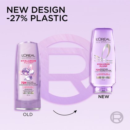 Old and new packaging for Hyaluron plump conditioner