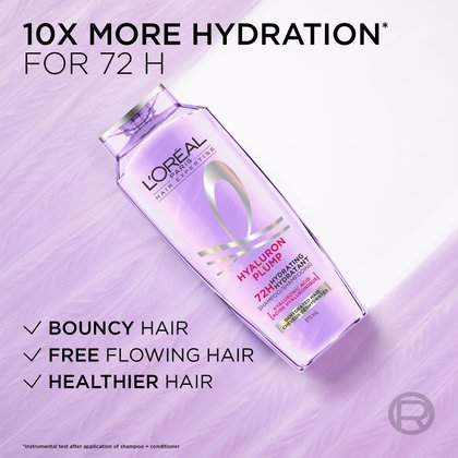 1 bottle of hyaluron plump shampoo for 10X more hydration for 72 hours