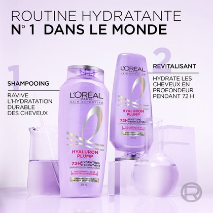 Le shampoing et le revitalisant hyaluron plump pour une routine hydratante
