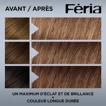 Avant et après la coloration Feria 62 Châtain Iridescent Clair