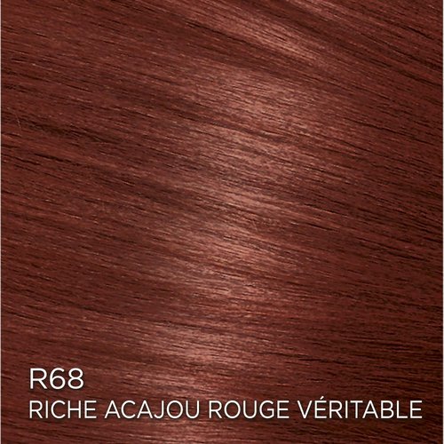 Rendu sur cheveux de la coloration Feria R68 Riche Acajou Rouge Véritable