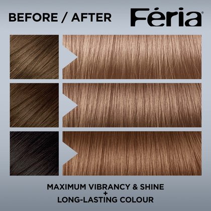 Hair before and after using Feria B61 Cool Brown