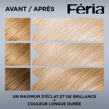 Avant et après la coloration Feria 110 Blond Beige Très Clair
