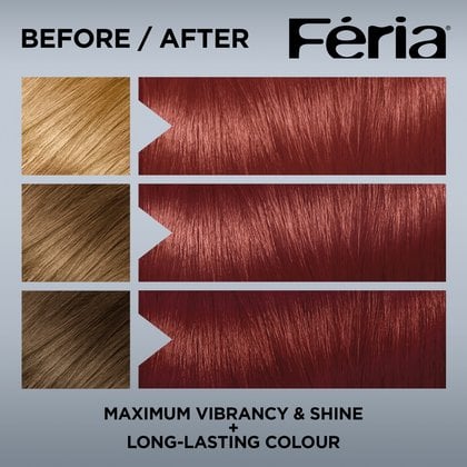 Hair before and after using Feria 77 Bright Acajou