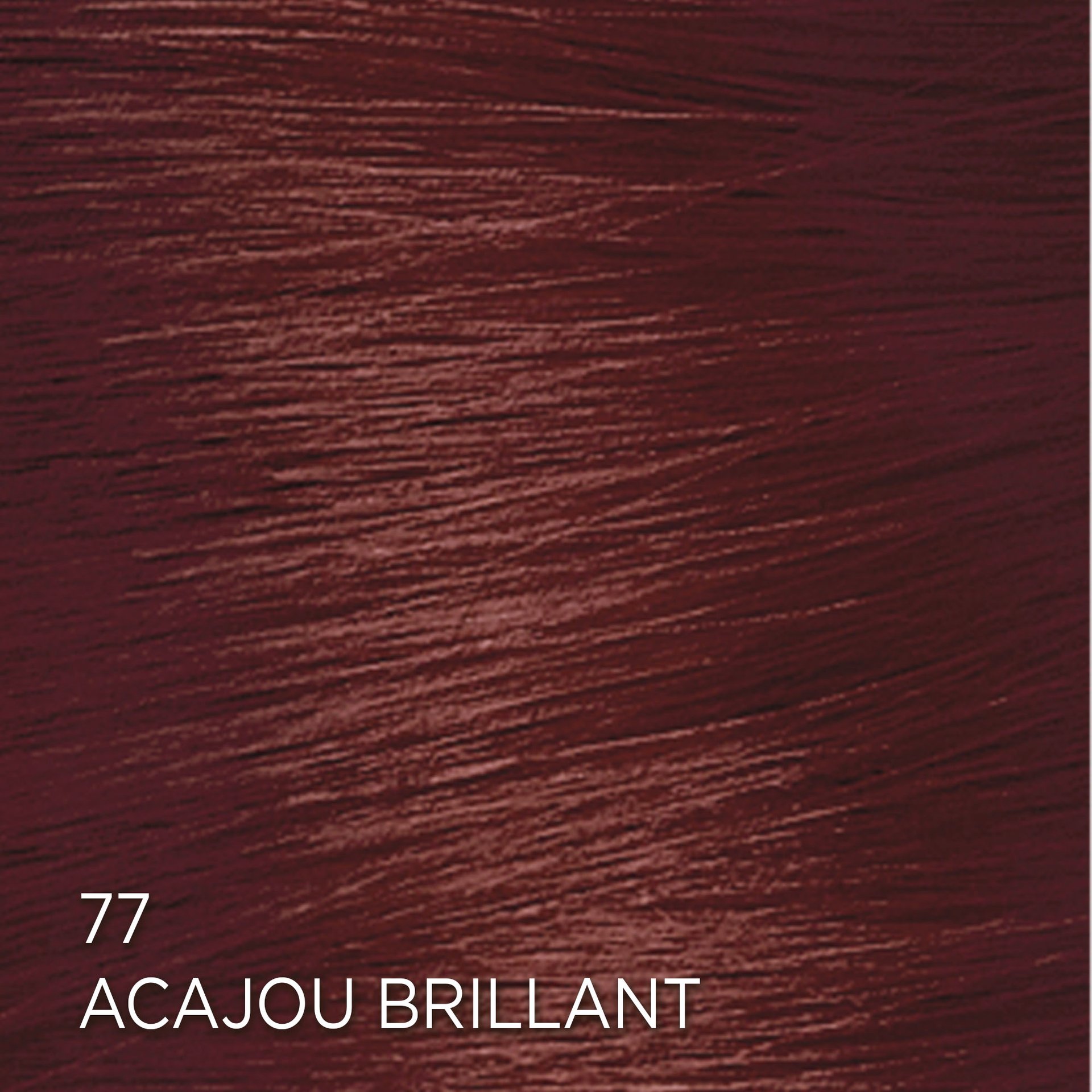 Rendu sur cheveux de la coloration Feria 77 Acajou Brillant