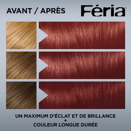 Avant et après la coloration Feria 77 Acajou Brillant