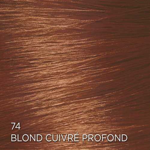 Rendu sur cheveux de la coloration Feria 74 Blond Cuivré Profond