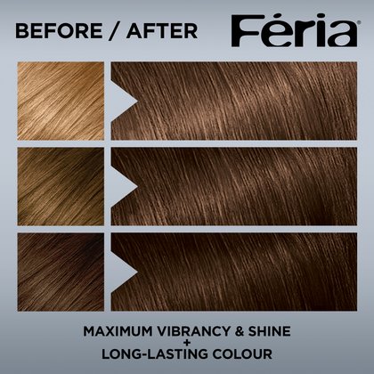 Hair before and after using Feria 60 Light Brown