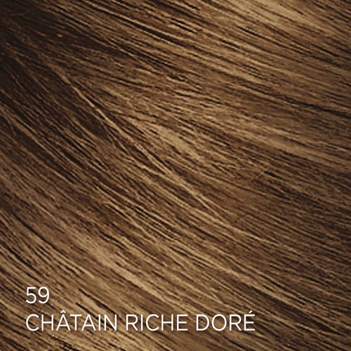 Rendu sur cheveux de la coloration Feria 59 Châtain Riche Doré