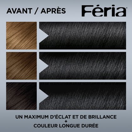 Avant et après la coloration Feria 20 Noir