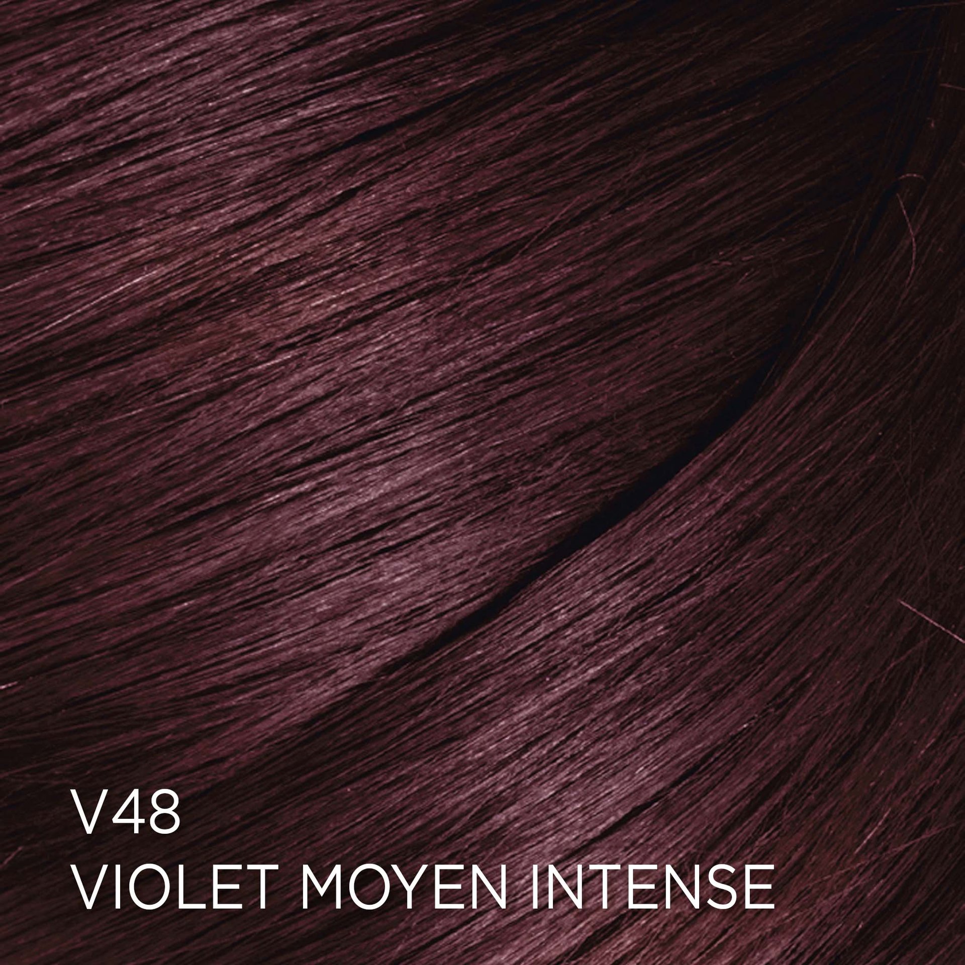 Rendu sur cheveux de la coloration Feria V48 Violet Medium Intense