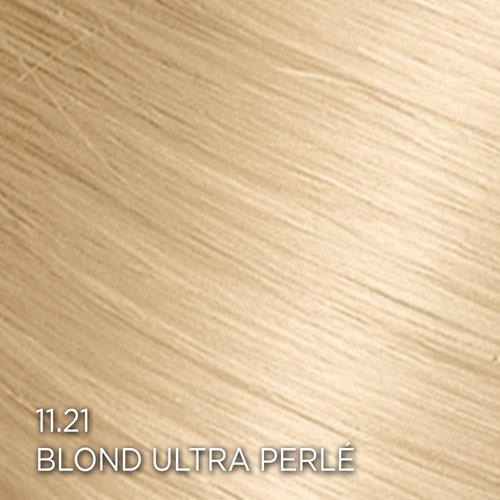 Rendu sur cheveux de la coloration Feria 11.21 Blond Ultra Perlé