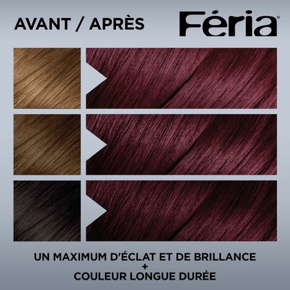 Avant et après la coloration Feria V38 Violet Profond Intense