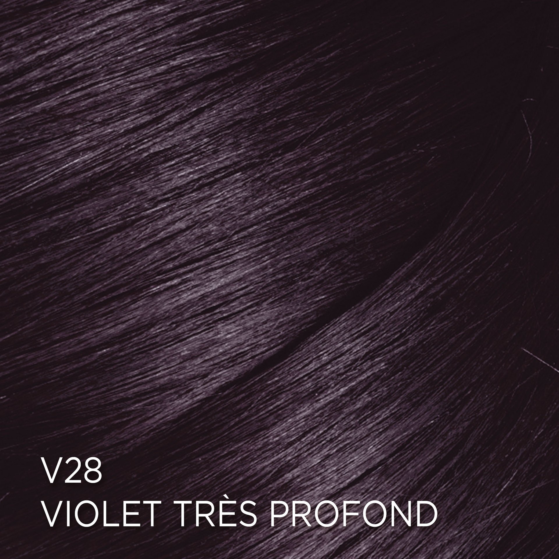 Rendu sur cheveux de la coloration Feria V28 Violet Très Profond