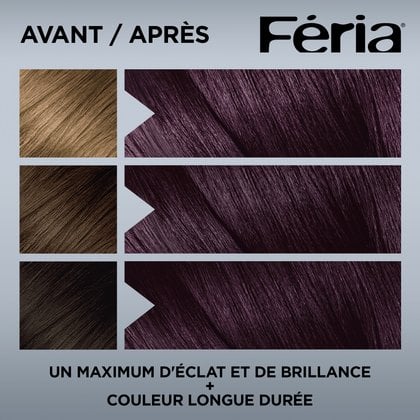Avant et après la coloration Feria V48 Violet Medium Intense