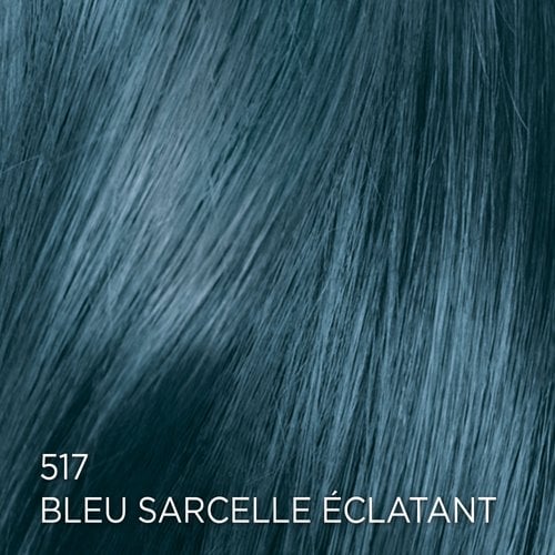 Rendu sur cheveux de la coloration Feria 517 Bleu Sarcelle Éclatant