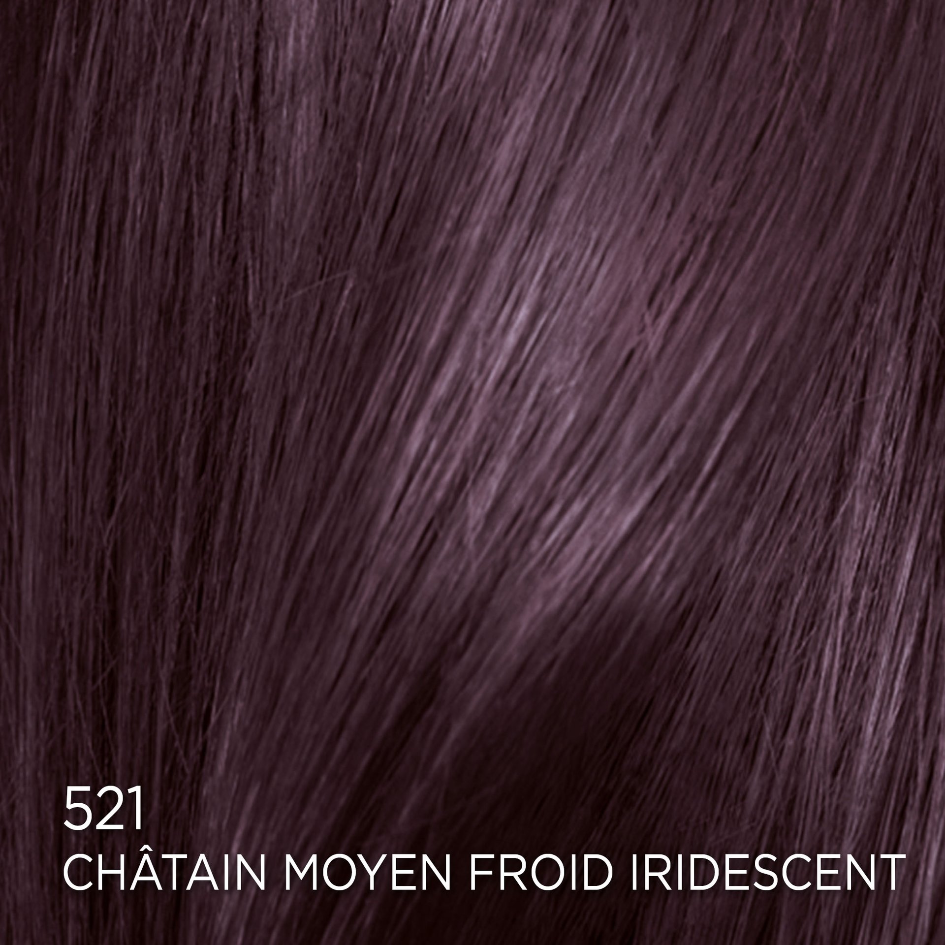 Rendu sur cheveux de la coloration Feria 521 Châtain Moyen Froid Iridescent