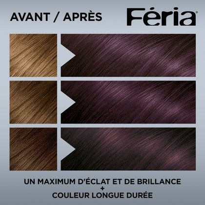 Avant et après la coloration Feria 521 Châtain Moyen Froid Iridescent