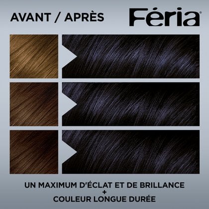 Avant et après la coloration Feria M10 Bleu Riche
