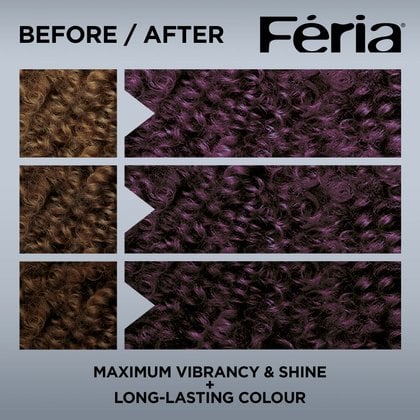 Hair before and after using Feria M26 Cool Violet