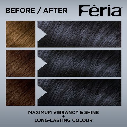 Hair before and after using Feria M11 Dark Slate