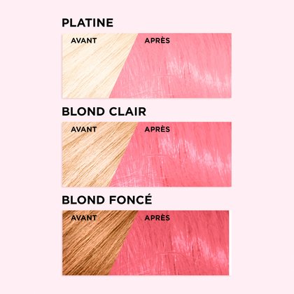 Avant et après la coloration Colorista Semi Permanente 300 Rose Doux