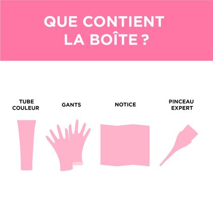 Dans une boite de coloration Colorista Semi Permanente, il y a un tube couleur, des gants, une notice et pinceaux expert