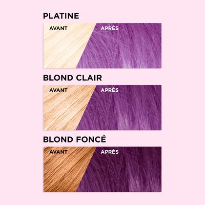Avant et après la coloration Colorista Semi Permanente 400 Violet