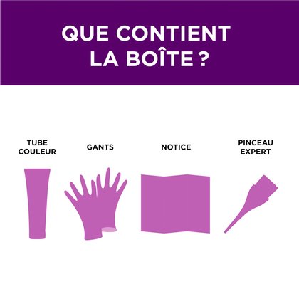 Dans une boite de coloration Colorista Semi Permanente, il y a un tube couleur, des gants, une notice et pinceaux expert
