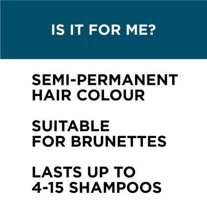Colorista semi permanente hair dye is a semi permanent hair color, suitable for brunette and lasts-up to 4-8 shampoos