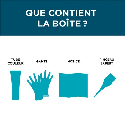 Dans une boite de coloration Colorista Semi Permanente, il y a un tube couleur, des gants, une notice et pinceaux expert