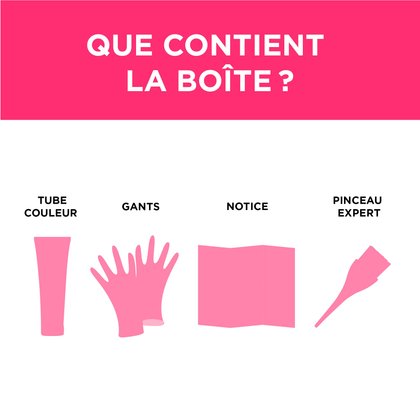 Dans une boite de coloration Colorista Semi Permanente, il y a un tube couleur, des gants, une notice et pinceaux expert