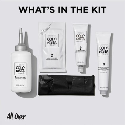 Included in the kit- Developer Creme, Lightening Creme, and Anti-Brass Purple Conditioner