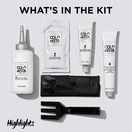 Included in the kit- Developer Creme, Lightening Creme, and Anti-Brass Purple Conditioner
