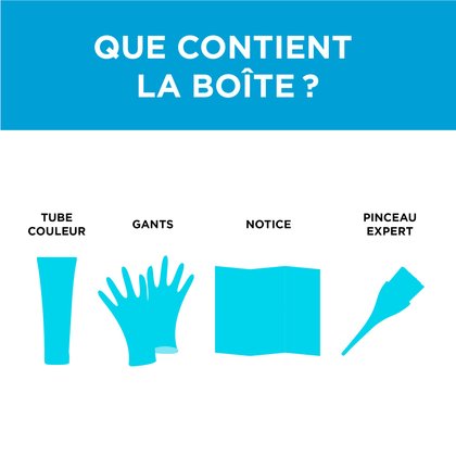Dans une boite de coloration Colorista Semi Permanente, il y a un tube couleur, des gants, une notice et pinceaux expert