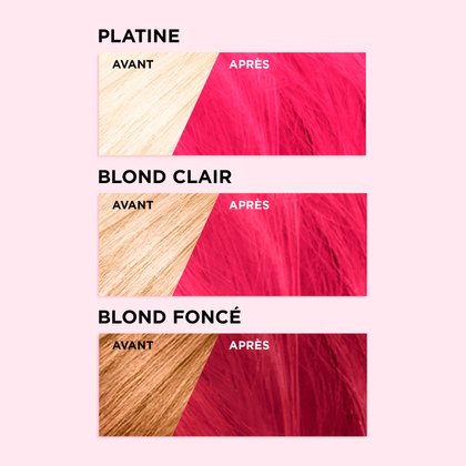 Avant et après la coloration Colorista Semi Permanente 350 Rose Vif