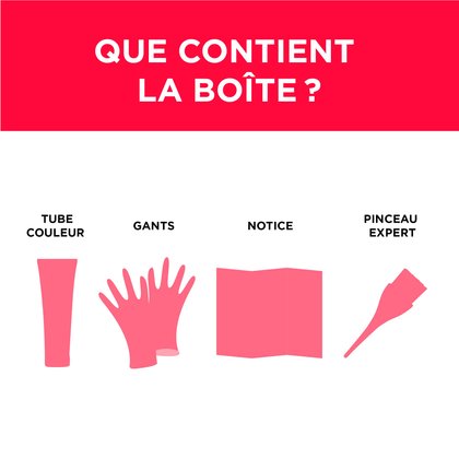 Dans une boite de coloration Colorista Semi Permanente, il y a un tube couleur, des gants, une notice et pinceaux expert