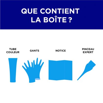 Dans une boite de coloration Colorista Semi Permanente, il y a un tube couleur, des gants, une notice et pinceaux expert