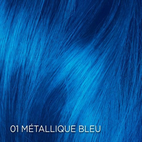 Rendu sur cheveux de la coloration Colorista 01 Métallique Bleu