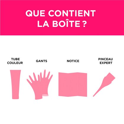 Dans une boite de coloration Colorista Semi Permanente, il y a un tube couleur, des gants, une notice et pinceaux expert