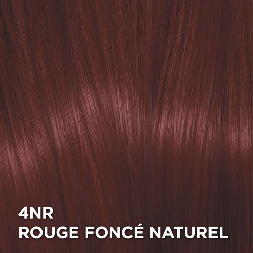 Rendu sur cheveux de la coloration Excellence Crème 4NR Rouge Foncé Naturel