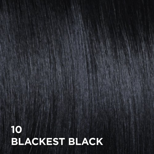 Swatch of the hair color Feria 10 Blackest Black