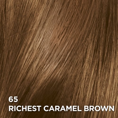 Swatch of the hair color Feria 65 Richest Caramel Brown