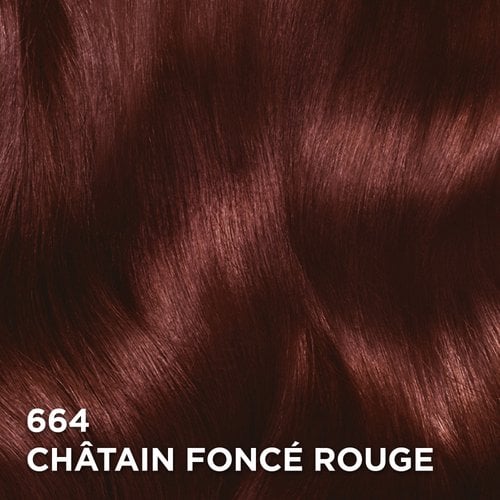 Rendu sur cheveux de la coloration Superior Preference 664 Châtain Foncé Rouge