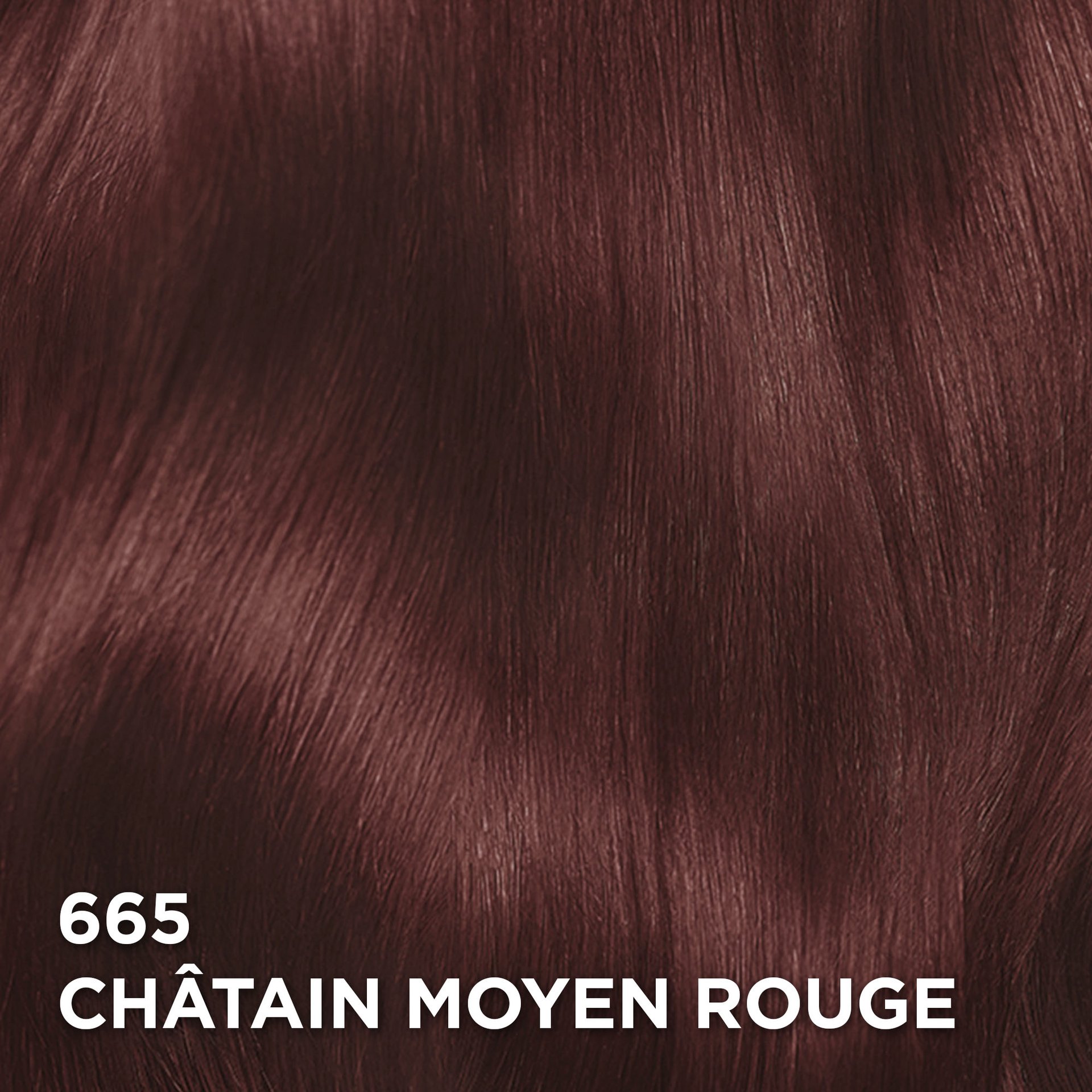 Rendu sur cheveux de la coloration Superior Preference 665 Châtain Moyen Rouge