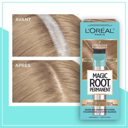 Avant et après la coloration Magic Root Permanent 7 Blond Foncé