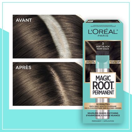 Avant et après la coloration Magic Root Permanent 3 Noir Doux