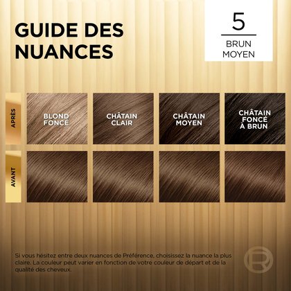 Avant et après la coloration Superior Preference 5 Moyen Brun