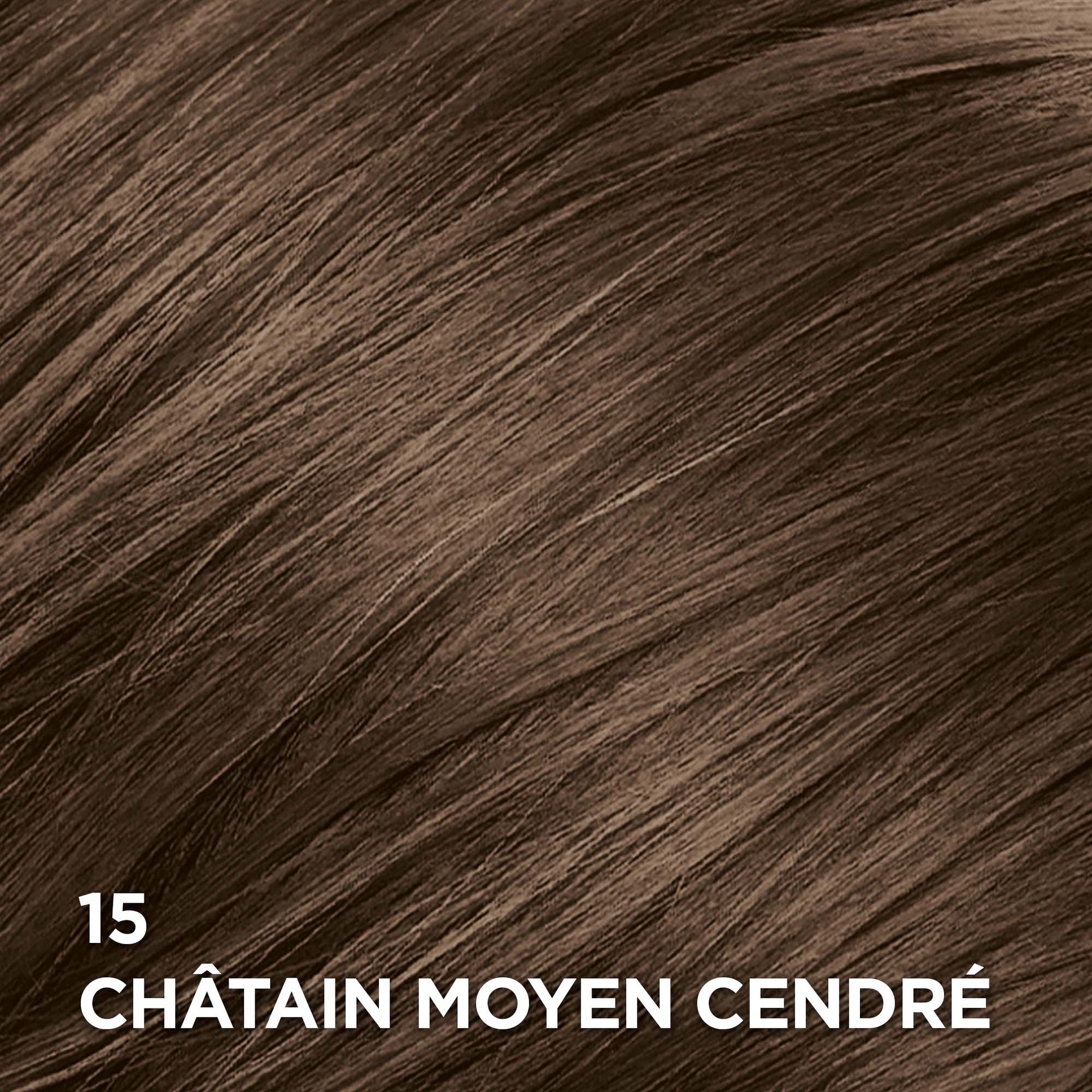 Rendu sur cheveux de la coloration Superior Preference 15 Châtain Moyen Cendré